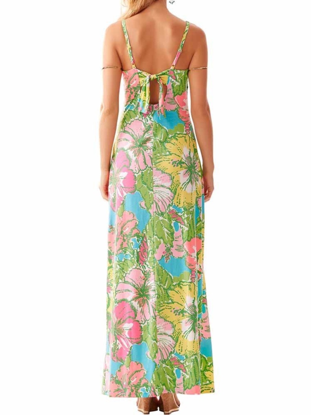 Lilly Pulitzer Floral Palm Big Flirt Floral Print Jersey Tie Back Dress - Picture 2 of 2
